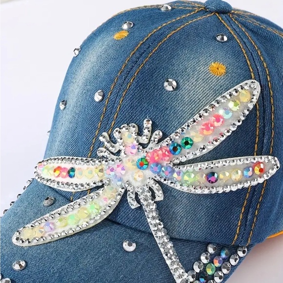 Dragonfly Patch Denim Baseball Cap - Picture 5 of 5